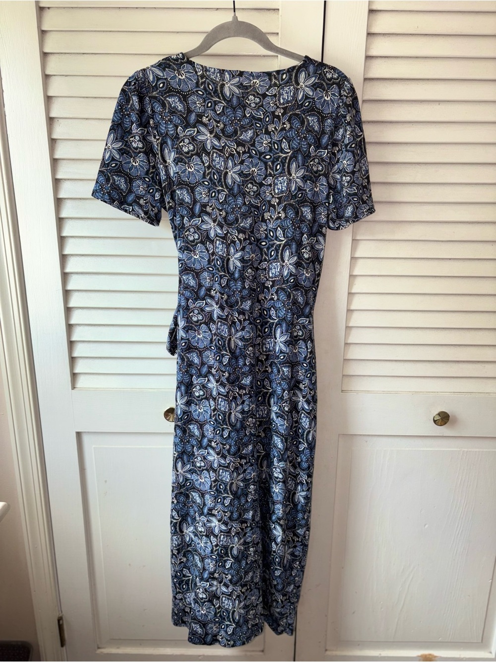 Boden Faux Wrap Jersey Midi Dress 8 Blue Floral Paisley Side Tie Modal - Picture 6 of 7